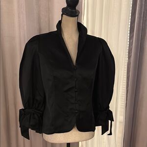 Lucy Agnes Couture 100% satin silk evening jacket, L